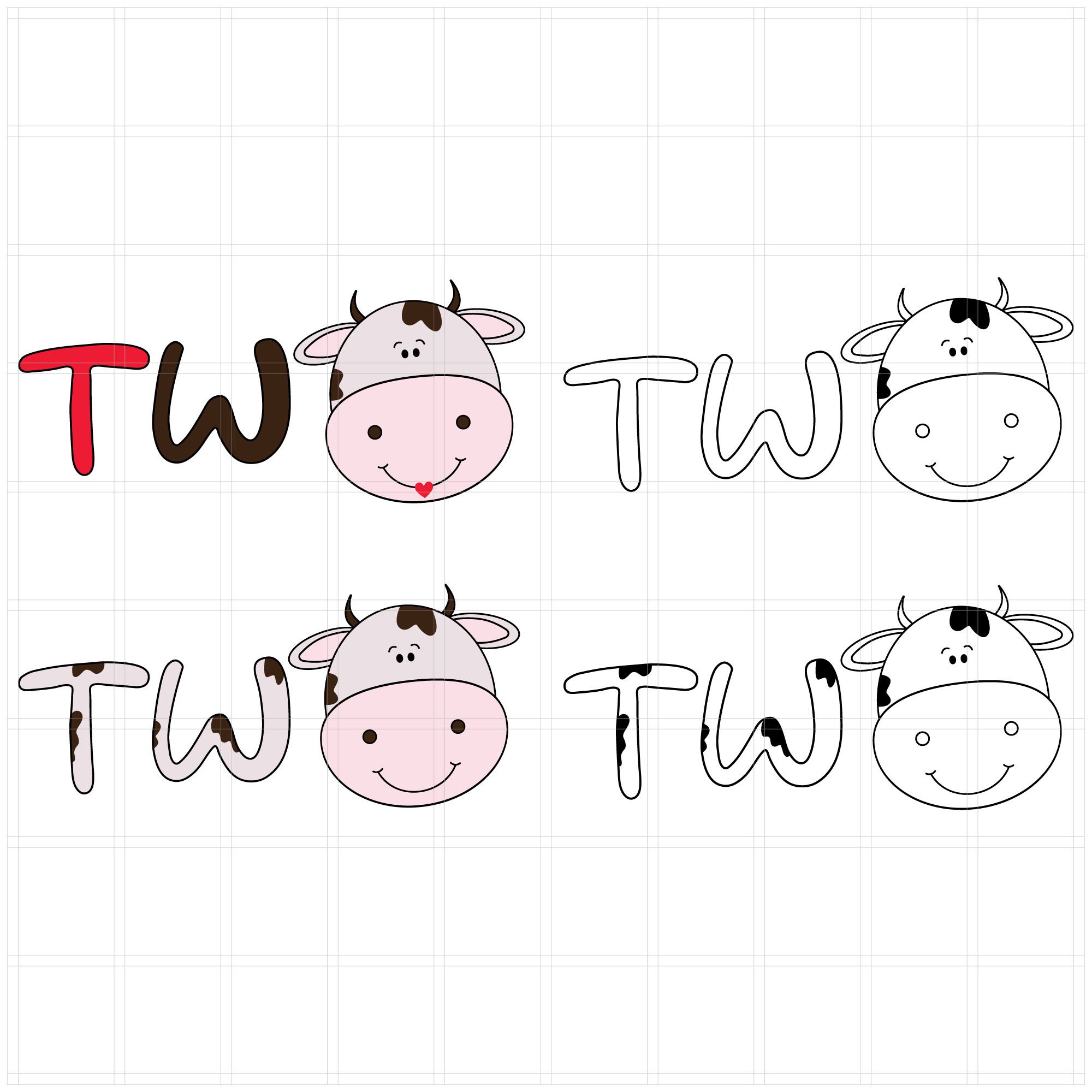 Download Cute Two Cow Svg Png Birthday Cow Two Svg Second Birthday Etsy