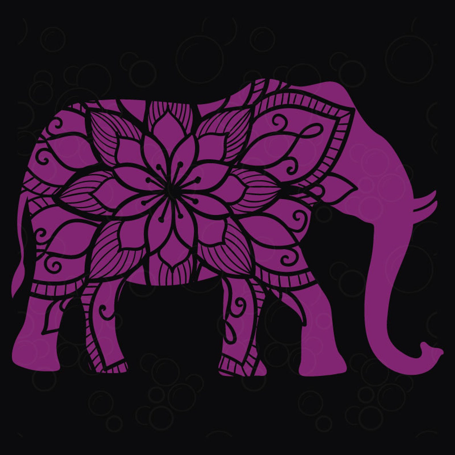 Two Cute Elephants Mandala Flower Svg Elephant Mandala SVG Etsy