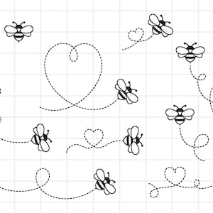 Flying Bee SVG Cut File, Heart Honey Bee in Flight