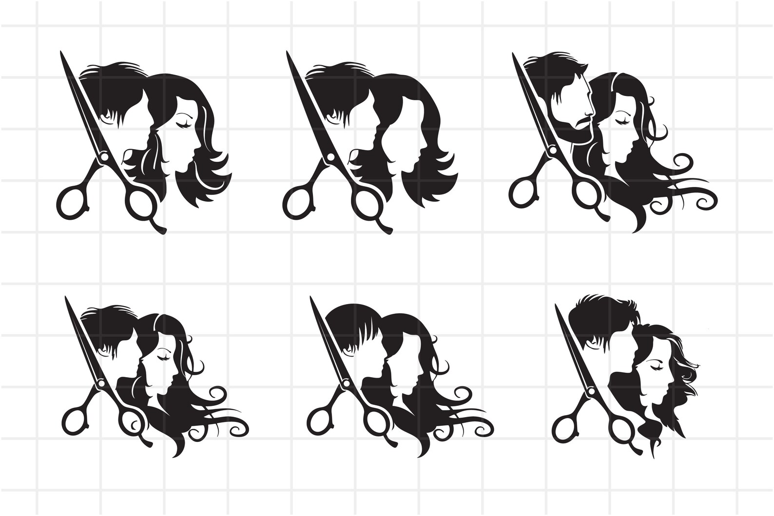Hairdresser SVG Cut File Beauty salon logo with man and woman Etsy
