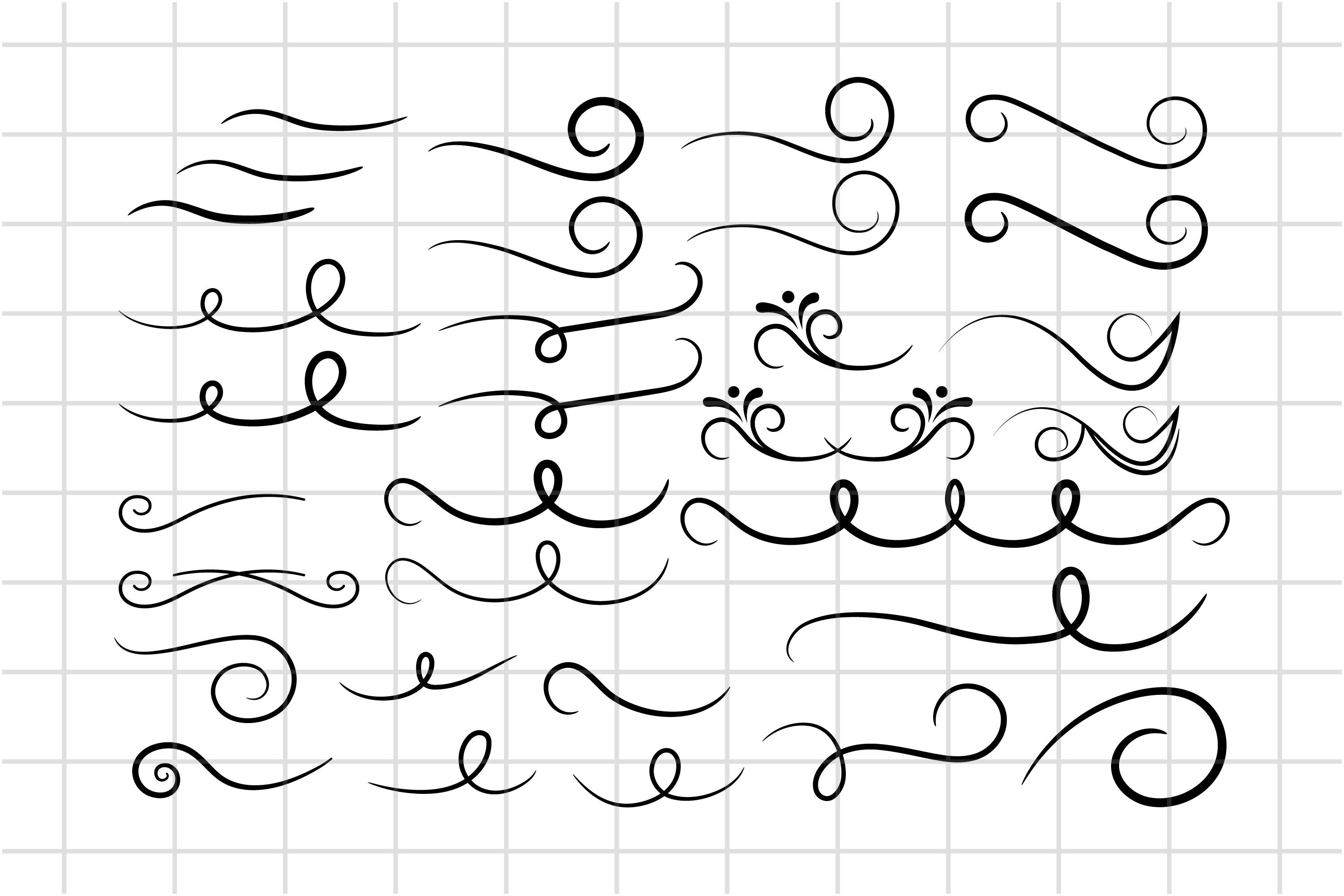 30 swoosh, swirl, swash, Vector Design Elements,SVG, PNG, Flourish,  Clipart, Digital Cutting File, Copyright Free, cricut, Illustrator