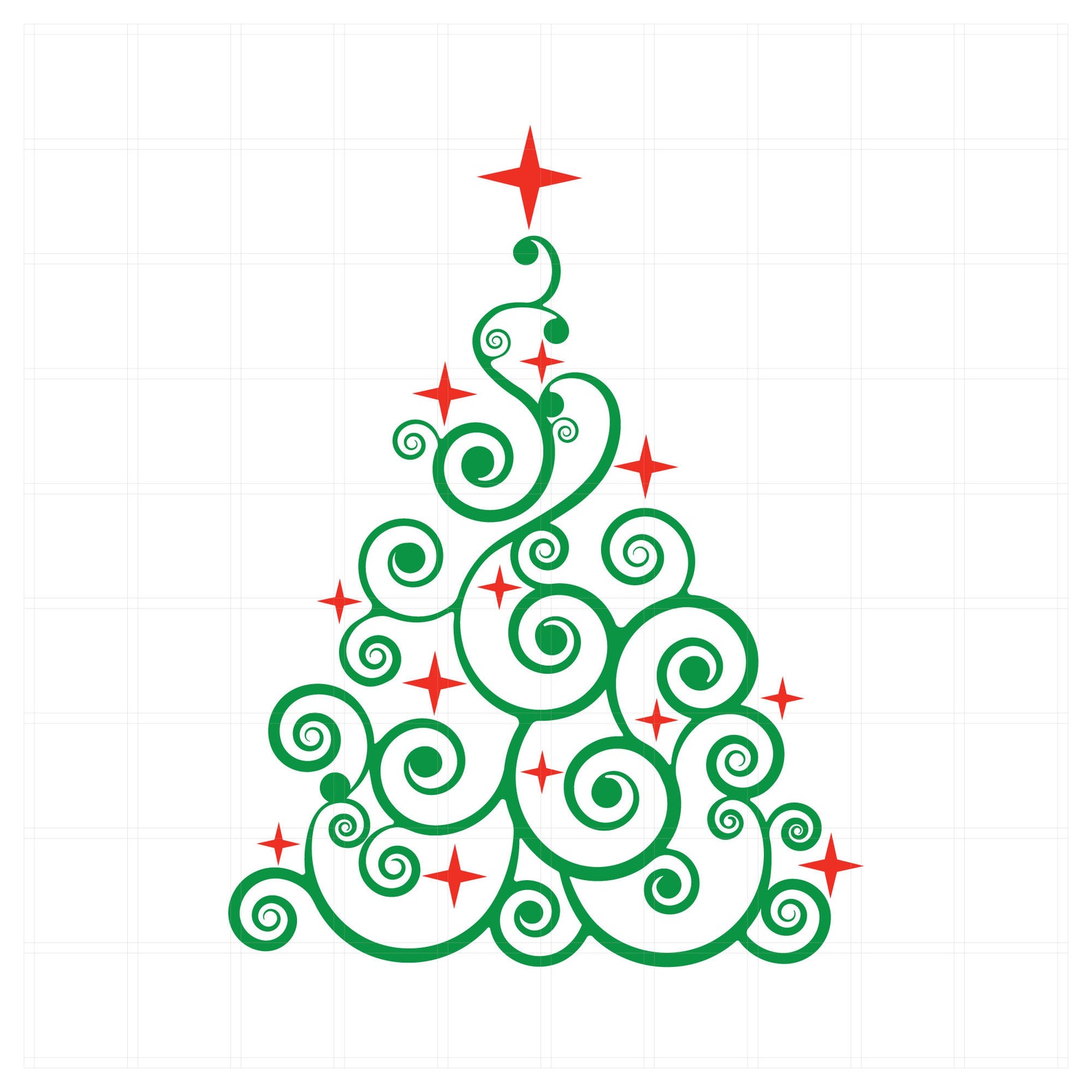 Christmas Tree SVG Swirly Tree with Stars SVG File for  Etsy