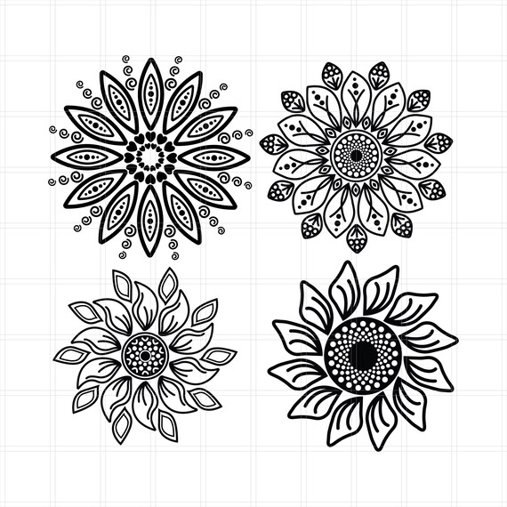 Sunflower Svg Sunflower Png Linear Abstract Hand Drawn Etsy