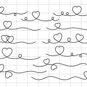 Herz Linien Bundle, Herz Text Teiler SVG Schnittdateien für Cricut und Silhouette, Handgezeichnet Doodle Linie, , Clipart, Line Art svg & png.