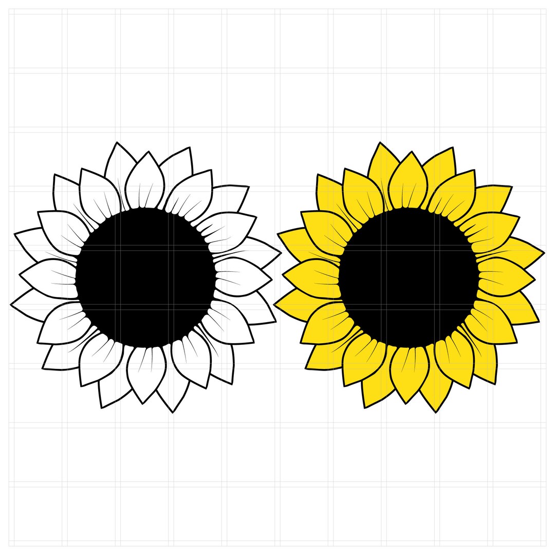 2 Sunflower SVG Cut Files, Silhouette Cut File, Cricut, SVG and PNG ...