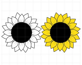 2 Sunflower SVG cut files, Silhouette Cut File, Cricut, SVG and PNG files, flower, instant download, files for cricut cutting machine.