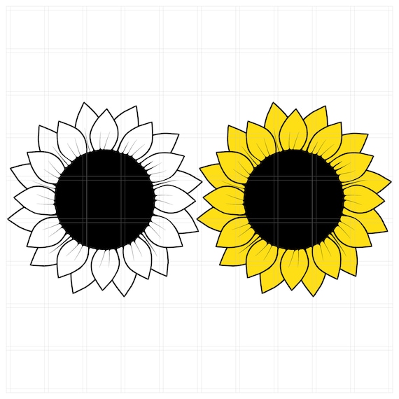 Download 2 Sunflower Svg Cut Files Silhouette Cut File Cricut Svg Etsy