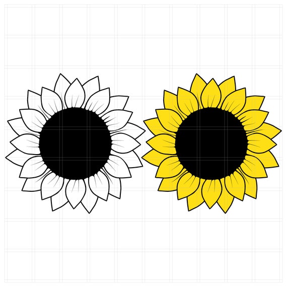 Download 2 Sunflower Svg Cut Files Silhouette Cut File Cricut Svg Etsy