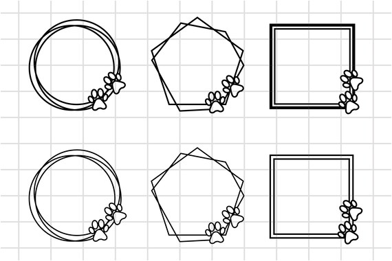 Paw frame SVG, Paw print doodle frame svg, paw monogram, Cricut, vinyl, stencil, handdrawn frame svg & png