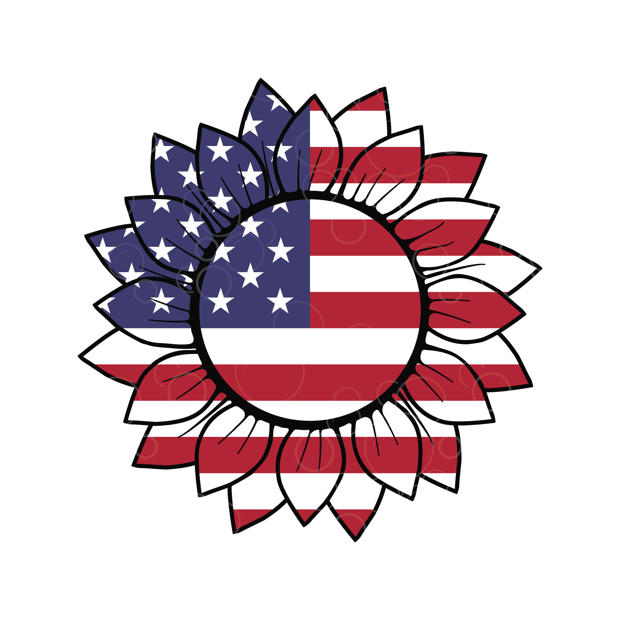 Patriotic Sunflower Svg 4th of July Svg American Flag Svg | Etsy