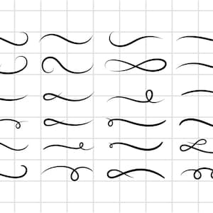 Swishes, swashes, swoops, Cut File, SVG. Hand drawn curly swashes, Decorative Font Flourishes, Clipart for Silhouette and Cricut