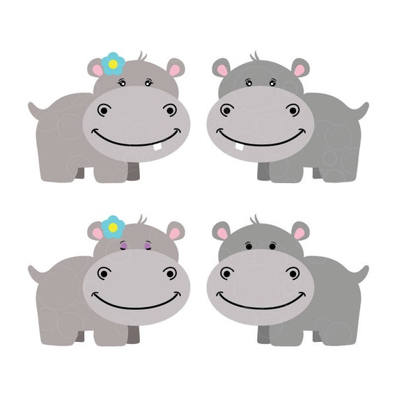 Download Set Of Four Cute Hippo Svg Hippo Girl Svg Hippo Boy Svg Etsy