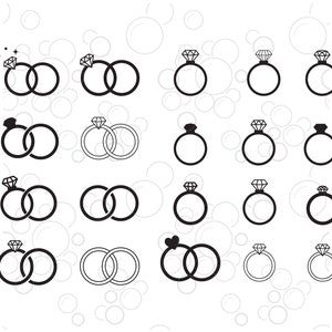 ダイヤモンドリング SVG、結婚指輪 SVG、結婚指輪、クリカット用カットファイル、シルエットスタジオ、PNG