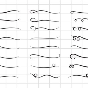 Underline SVG, Swishes, swashes, swoops, Cut File, SVG. Hand drawn curly swashes, Decorative Flourishes, Clipart for Silhouette & Cricut