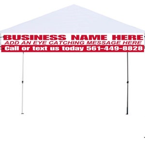 Canopy Mesh Banner 9 1/2ft x 1 1/2ft Full Color Custom Printed Banner Full Kit Attach your custom banner with ease on any canopy valance