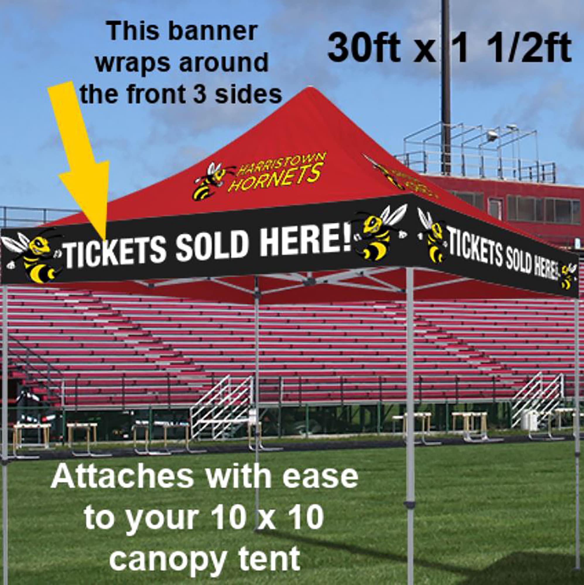 Tent Banner 10ft x 1 1/2ft Full Color Custom Printed Vinyl Banner Full