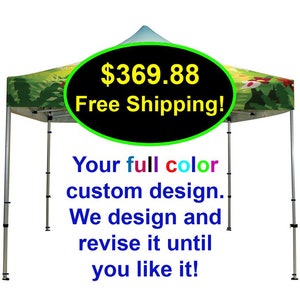 Custom Printed 10 x 10 Replacement Tent Canopy 300D With Full Color Graphics for EZ Pop Up Tent
