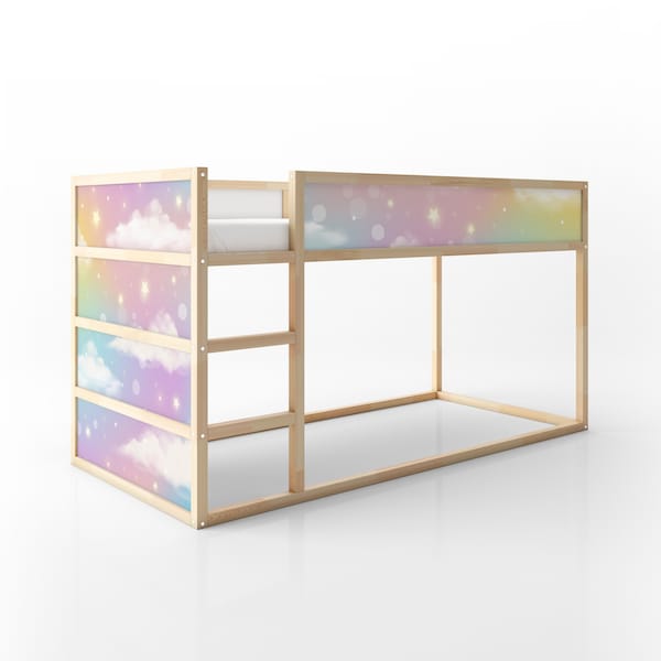 Sticker décoratif nuages KURA BED pour salle de jeux, emballage lumineux pour IKEA Kura-Bettaufkleber für Baby-Kura-Betten
