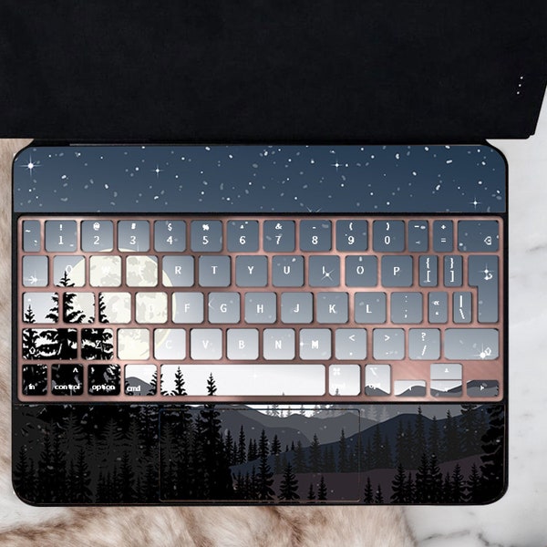 Night Moon Pattern iPad 11 » Gen 1/2/3 Magic Keyboard Skins Smart Keyboard Forest Mountains iPad Pro 12.9 » Gen3/4/5 Décalcomanies iPad 2021 Clavier