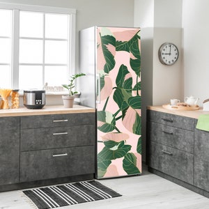 Kühlschrank Tropische Blätter Haut Muster Große Floral Blatt Wand KühlschrankAufkleber Aufkleber Kühlschrank Wickelfolie Küche Dekor Selbstklebend Sticker