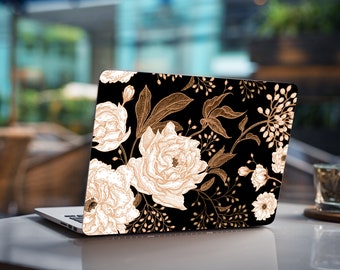 White Flowers Rose Laptop Skins Notebook Vinyl Decals Dell Hp Lenovo Asus Chromebook Acer Black Laptop Decal Skin For Any Laptop Stickers