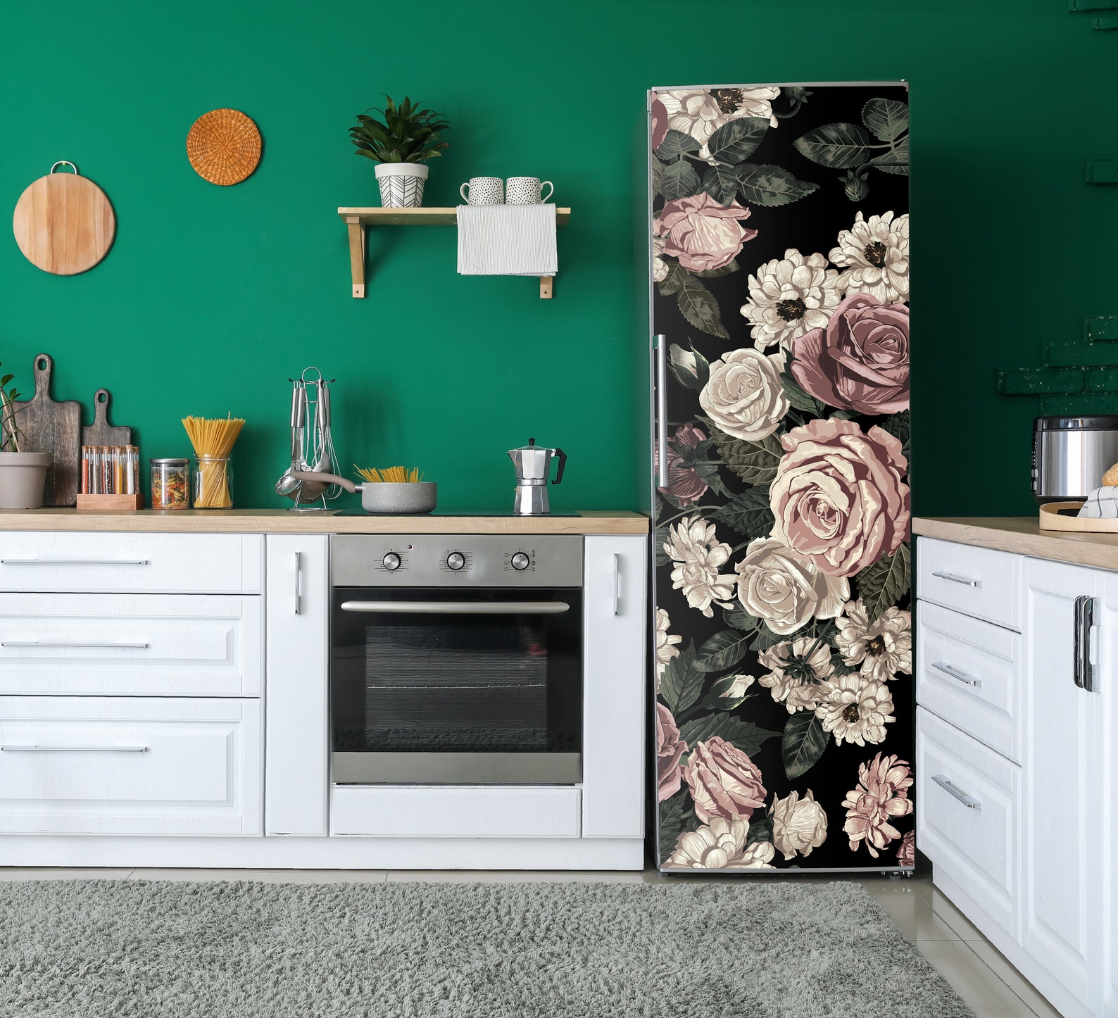 Fridge Wraps Roses Flower Decal Fridge Kitchen Decor Roses Etsy