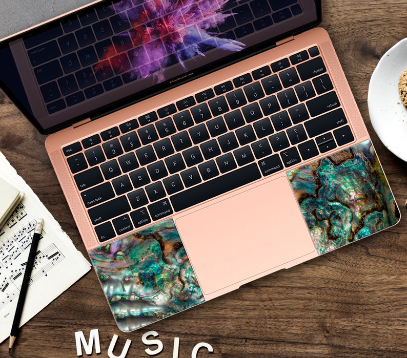 Pearl Shell Laptop Skin Abalone Decals Sticker Full Coverage Green Seashell Laptop Decal Universal Laptop Chromebook Samsung Razer Microsoft