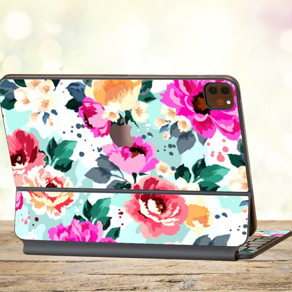 Bright Flowers Magic Keyboard iPad 11" Gen 1/2/3 Muster Blumen Vinyl Aufkleber Smart Magic Keyboard iPad Pro 12.9" Gen3/4/5 Aufkleber iPad 2020