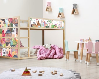 Bettaufkleber Ikea Kura Bettaufkleber Dorfhäuser Aufkleber für Kinderzimmer Aufkleber Musterset