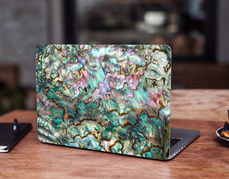 Pearl Shell Laptop Skin Abalone Decals Sticker Full Coverage Green Seashell Laptop Decal Universal Laptop Chromebook Samsung Razer Microsoft