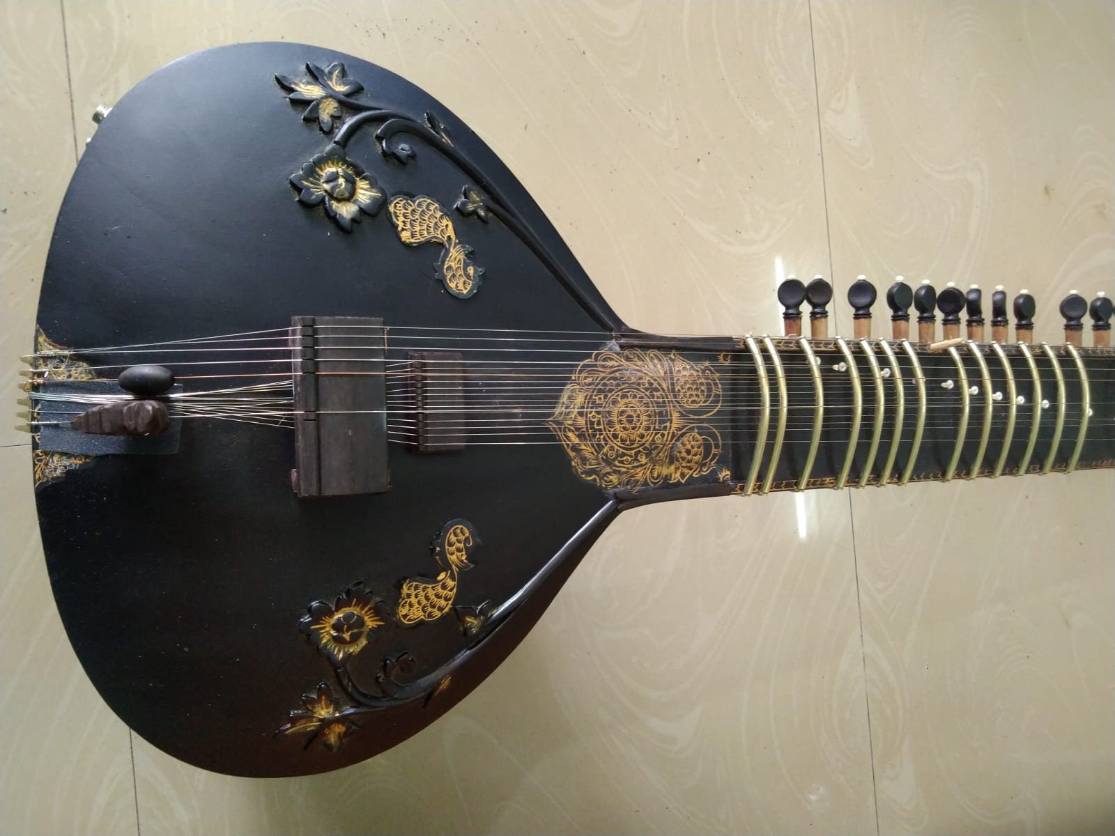 TRAVEL SITAR Kinnar Seen Style Black Pearl Etsy