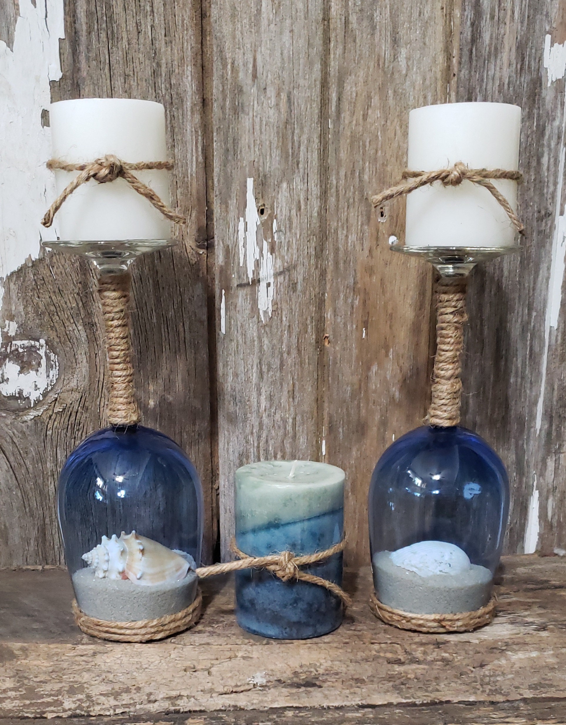 Seashell and Sand Candle Holders Etsy