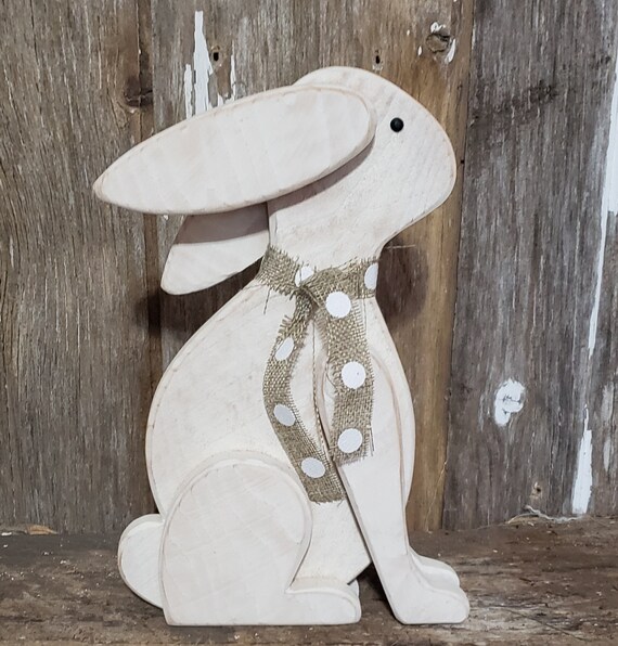 Primitive Wood Rabbit Rustic Wood Rabbit White Rustic Bunny | Etsy