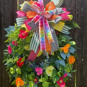 Oval Spring Floral Wreath, Spring Wreath, Floral Door Decor, Spring Decor, Floral Wreath, All Occasion Gift