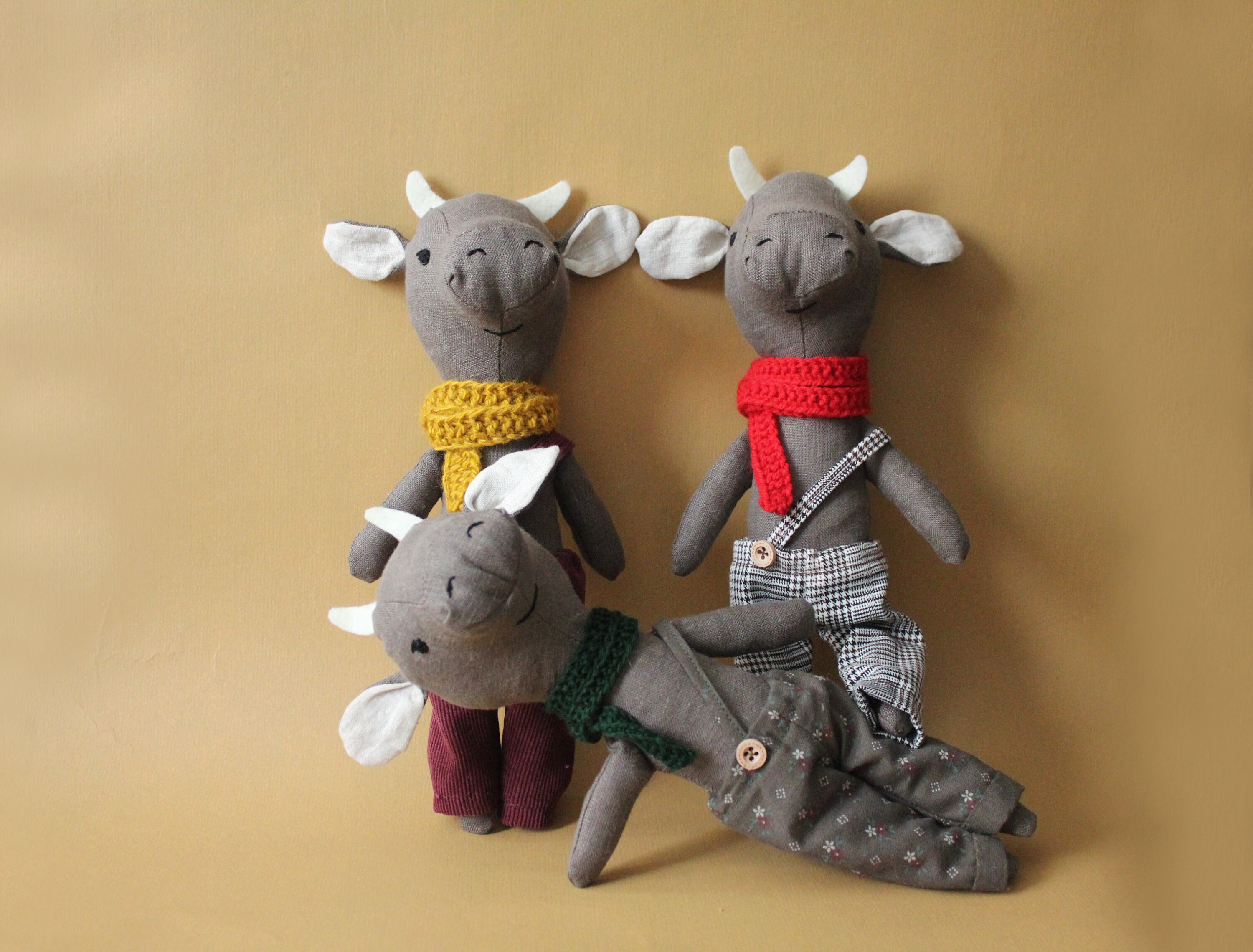 Lunar zodiac mascot goats Year of the Ox linen rag doll. Stuffed Animal Toy handmade | Etsy