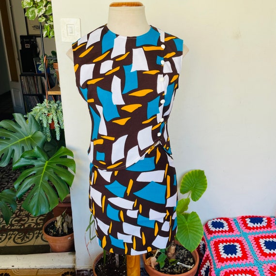 1960s Matching set with abstract print. Size M - image 4