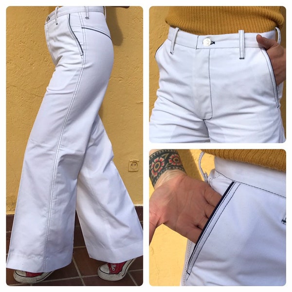 1970s Deadstock wide leg sailor pants Size 34/36/42