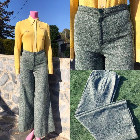 1970s deadstock wide leg Palazzo Pants in tweed