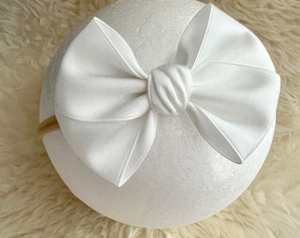 White Satin baby bow headband | Baby bow headwrap, Baby bow headband, Baby headband bow, toddler headband, newborn headwear, ONE SIZE