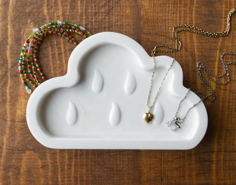 real marble soap dish gift for teens girl minimal cloud shape decor playful sculptural design catchall Marble jewelry tray trinket dish
