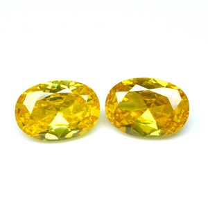 Yellow Zircon Gemstone: 19 crt Faceted Oval Stone, 10x14mm (2 PCS)