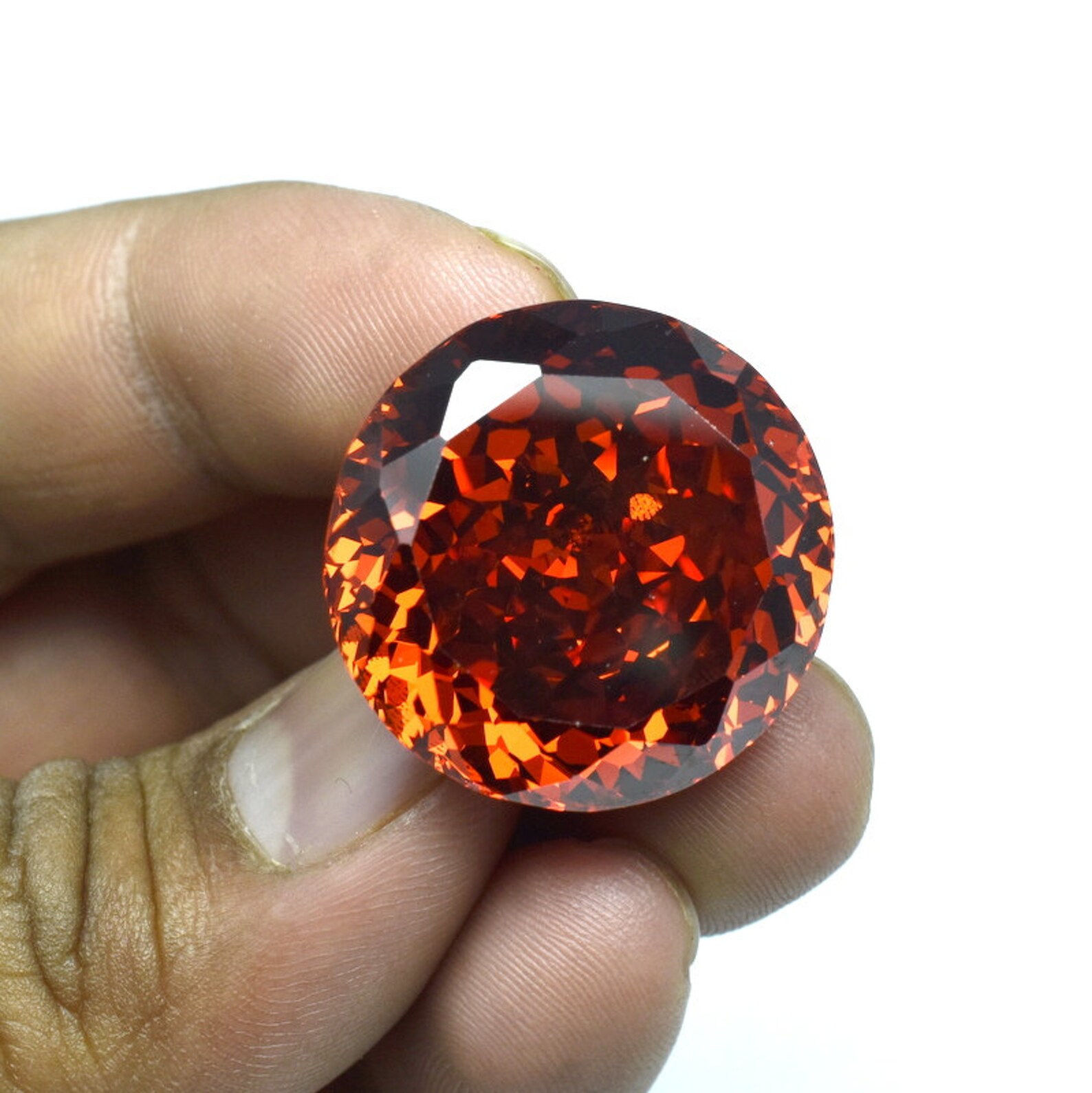 Zircón rojo piedra preciosa zircón forma redonda facetada Etsy