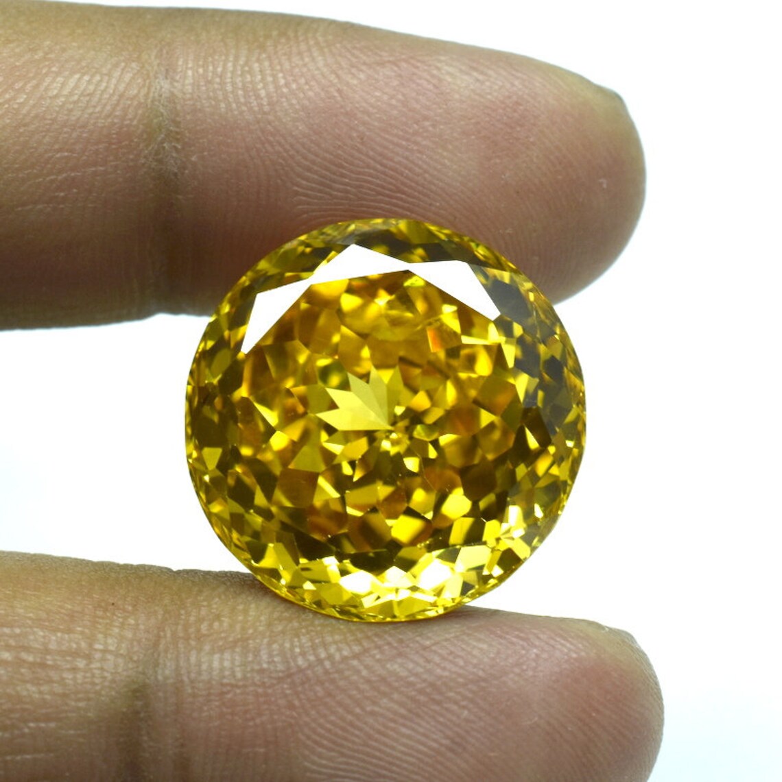 Zircon gemstone yellow zircon faceted round shape 73.55CRT Etsy