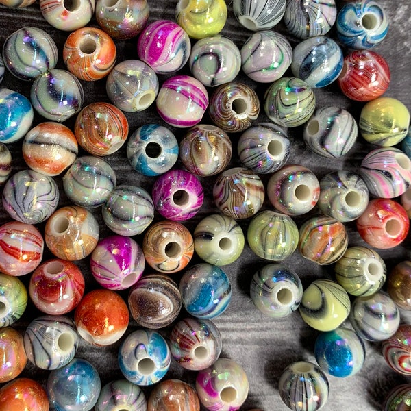 50 pieces, Multi Color, Round Acrylic Beads, 8mm