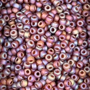 Miyuki 8/0 round seed bead 22GM tube, Matte Dk Topaz AB