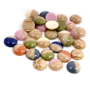 Split wood look, Cabochon 12mm (10 pieces) random pick