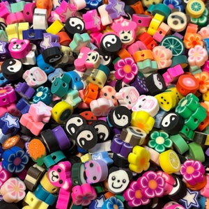 20pc Mixed Polymer Clay Beads 10mm, Kandi beads,