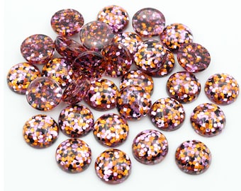 Cabochon orange, violet, noir 12mm (10 pièces)