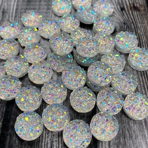 Druzy cabochon , crystal clear, 12mm , 10 pieces