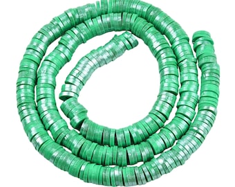 Heishi Perlen, Bunt, 6 mm, Loch: 1,5 mm, grüne Perle